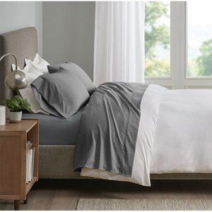 Cal King Gray Luxury Microfiber Sheet Set Cool Max Temperature Regulating